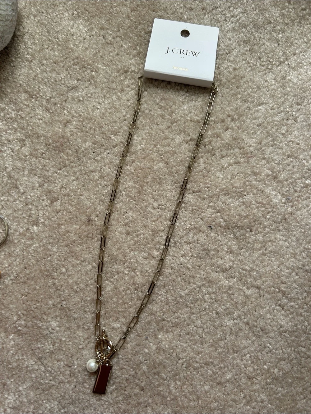 J. Crew Gold Toggle Necklace with Pearl and Star Charms